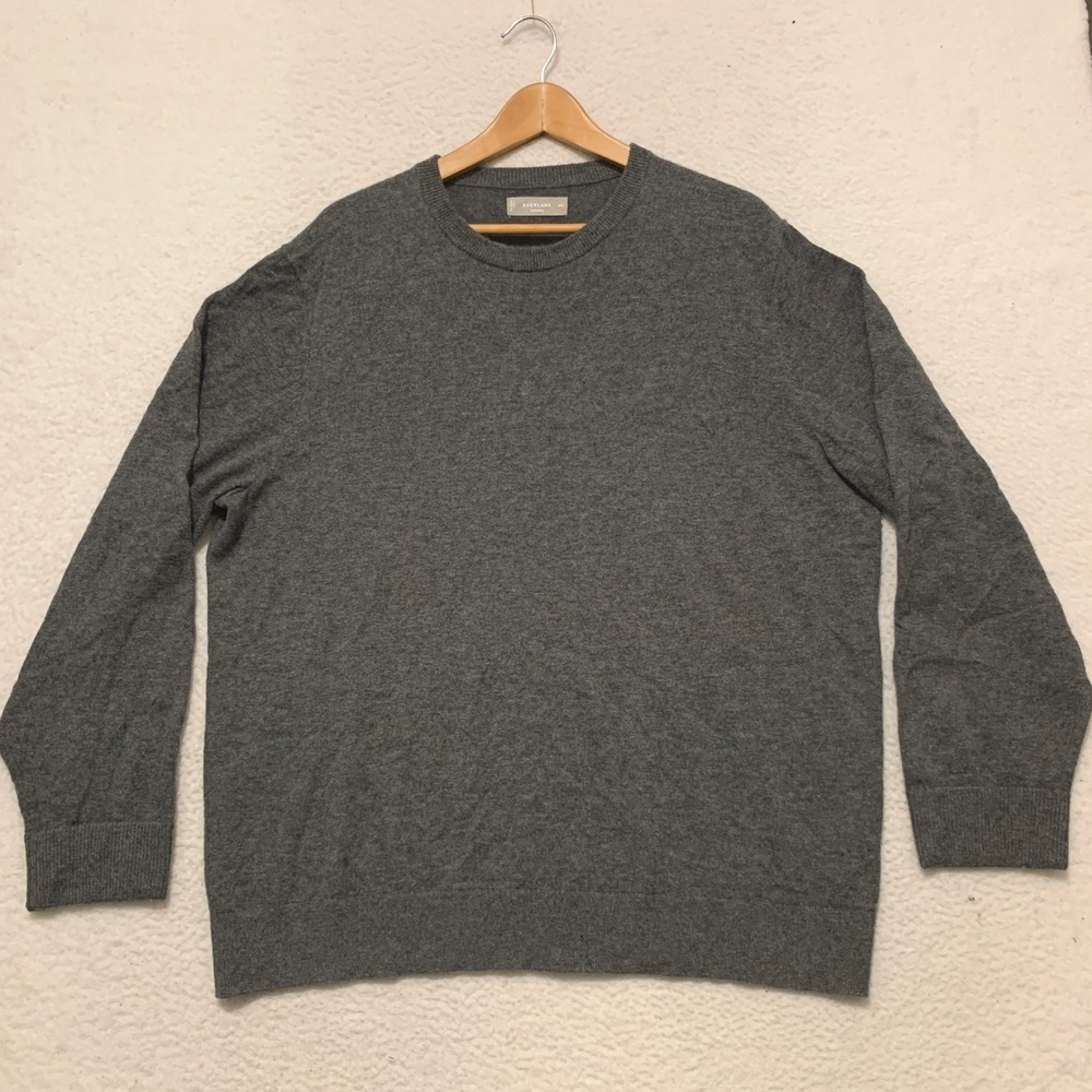 Everlane 100% Cashmere Crewneck Sweater Mens 2XL XXL Gray M-SWTR-CSMR-CR-LS.2